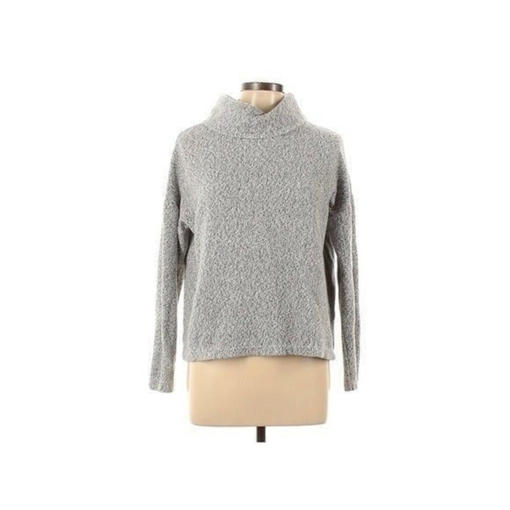 A New Day Women's Size XS Turtleneck Cowl Neck Sweater Gray White Popcorn Knit